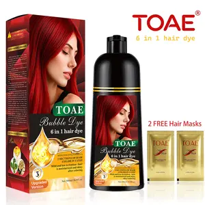 2026 TOAE Hair Dye Shampoo 6 In 1 Herbal Hair Dye Color Shampoo Plant For Woman And Men Hair Dye For Gray And Dark Hair Wine Rend And Chestnut Brown And Black Four Colors Hair Dye Shampoo, Long Lasting & Coverage red  wine Brush Nourish Scalp