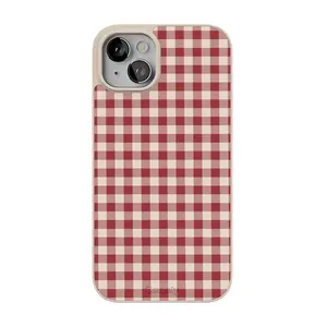 Casely iPhone 15 Case | Sweet Jam | Red Gingham | Align Soft-Touch Flexible Bumper Case | Compatible with MagSafe