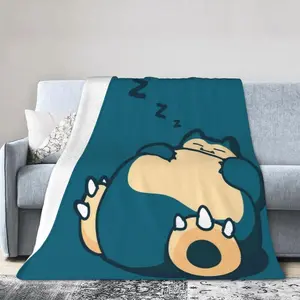 Snorlax Cartoon Blanket Ultra Soft Flannel Throw Blanket Warm Cozy Fleece Blankets Gifts for Kids Boys Girls Travelling Camping Sofa Bed