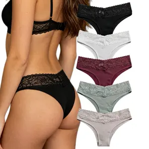 Buy 4 Get 1 Free | 5-Pack Women's Bikini Panties, Delicate Lace Waistband, Stretchy & Slim Fit, Breathable, Soft and Skin-Friendly, S-XL Full Sizes, New Arrival Daily Intimate Underwear