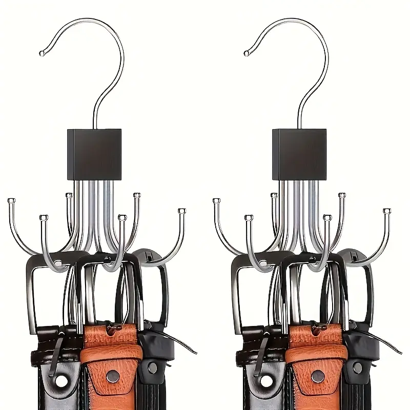 2 pieces of six claw rotating multifunctional hooks: clothes, hats, scarves, wardrobe storage hooks - door hooks - bag hooks - wooden polished surface hooks
