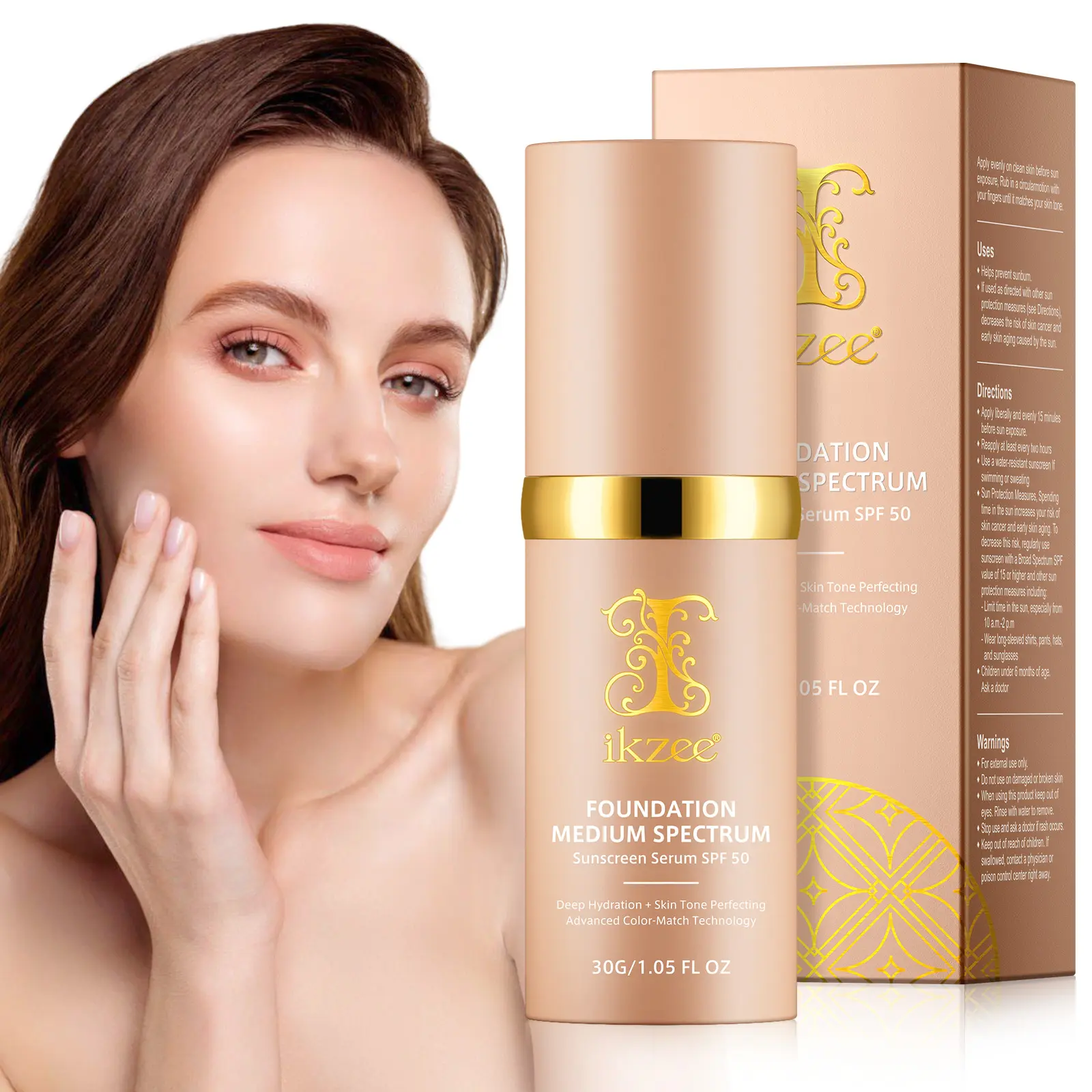 Ikzee Color Changing Foundation 30g, Lightweight Moisturizing Formula for All Skin Types, Perfect for Flawless Complexion