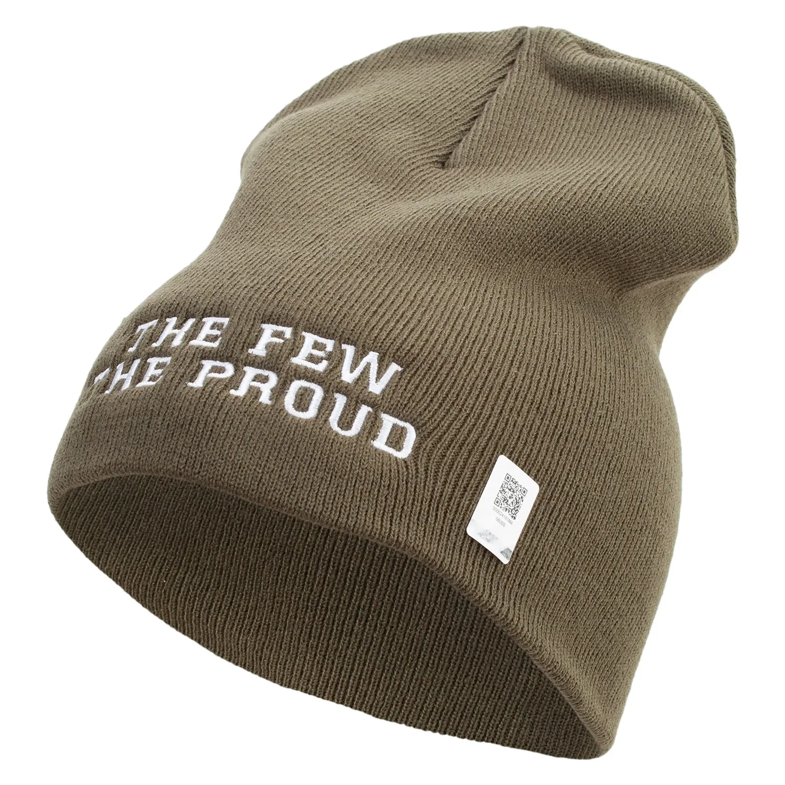 The Few The Proud Symbol Embroidered 8 Inch Solid Knit Short Beanie Made in USA