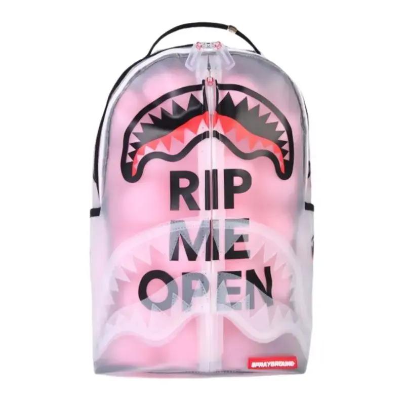 Sprayground Transparent Backpack - Rip Me Open Design, Bold Shark Graphic, Stylish Attitude (Functional Luggage Bag)