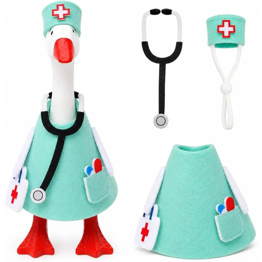7 Inch Desk Goose Outfits Mini Desktop Goose Accessories Set Desktop Decor, Mini Figurine Outfits, 7 Inch Size, Desk Accessory,Doctor Goose Costume Set Gift Switch