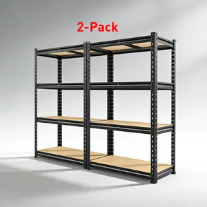 Raybee 2-Pack 4-Tier Heavy-Duty Garage Shelving Units Metal Shelves Storage Height Adjustable Versatile Utility Rack for Warehouse Organizing Pantry Kitchen Basement Shelf Organiser 35.5"Wide 12" Deep 60" High Twin Size 71" Wide
