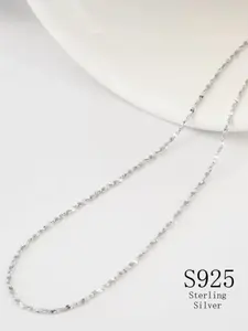 S925 Sterling Silver Fashionable Minimalist Chain Necklace, Elegant Necklace for Women & Men, Trendy All-match & Exquisite Jewelry for Birthday Gift