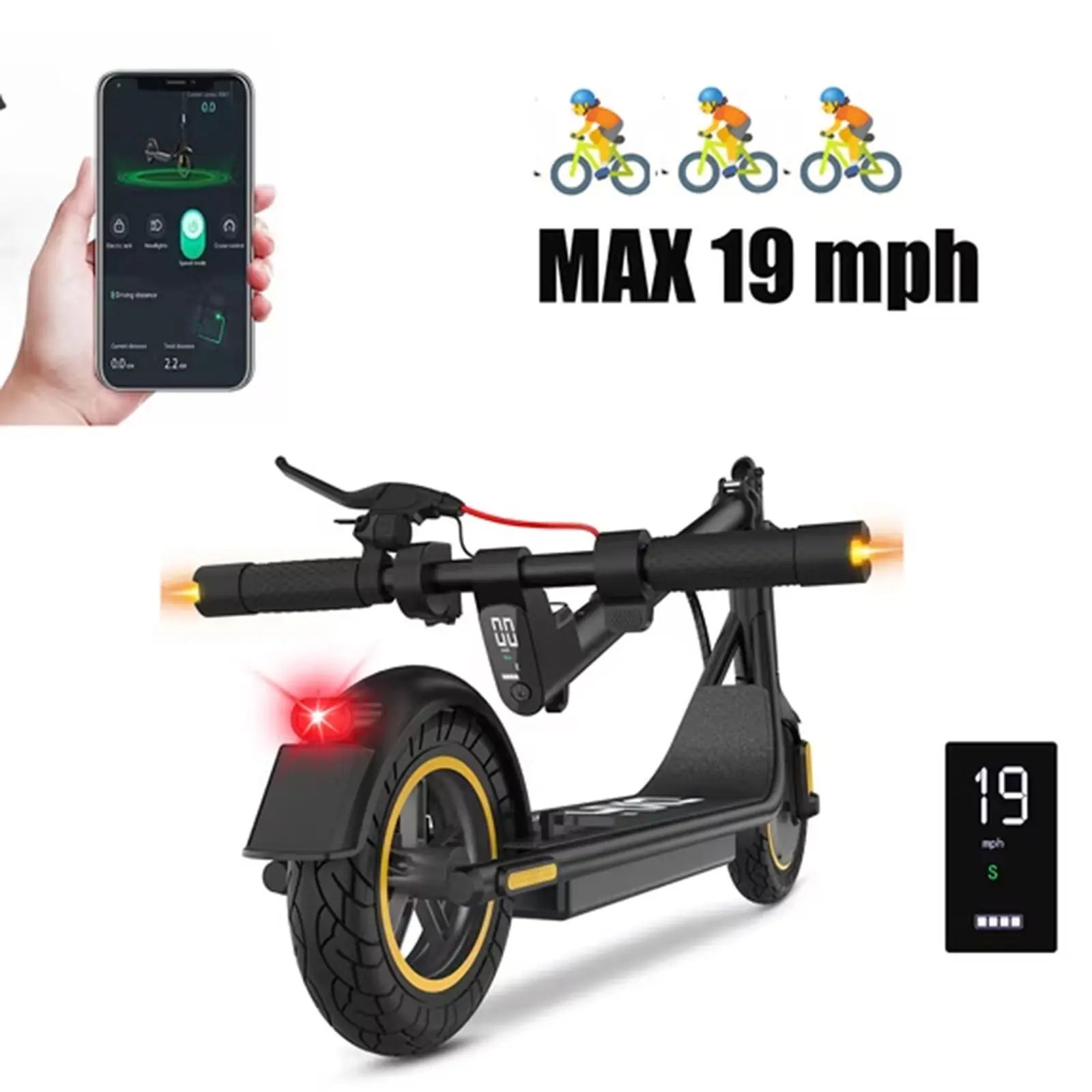 Adult Folding Electric Scooter for Daily Commute, 10-Inch Solid Tires, 19 MPH Top Speed, 21 Mi Max Range, Dual Brake Safety System, Smart App Control, Functional, Single Rider (Sports & Outdoor Fitness Scooters Equipment)