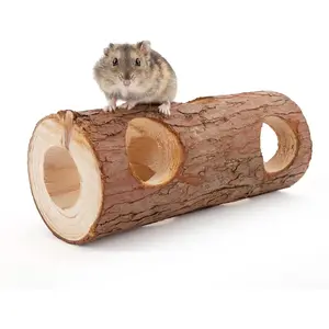 Natural Wooden Hamster Mouse Tunnel Tube Toy Forest Hollow Tree Trunk HAMSTER WOODEN ACTIVITY PLAYGROUND Hamster Wooden Activity Playground
