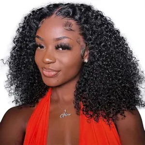 Vshow Bleached Knots Kinky Curly Hair Wear Go Glueless Human Hair Wigs Pre-Cut 4x6 HD Lace Wigs