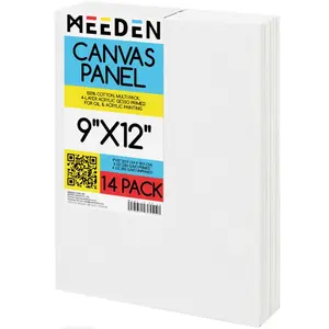 MEEDEN 100% Cotton Canvas Boards, Multi-Size, 5"x7", 9"x12", Blank Canvas Panels for Oil & Acrylic Painting, Ready to Paint Art Supplies for Professional Artists, Students