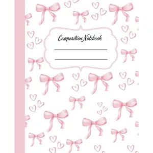 Pink  Composition Notebook: Cute Girly Aesthetic College Ruled Journal, Pretty Pastel Bow Design,  for School Supplies and Notes, Ideal forGirls, Teens, & Women - Paperback