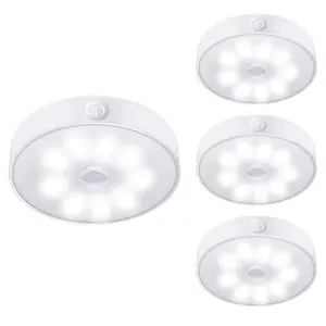 Stick Up LED Pantry Lights Indoor Cool White LED Rechargeable Puck Light 6000K for Hallway, Automatic Closet Light Motion Sensored,Bathroom, Bedroom, Kitchen, Cabinet