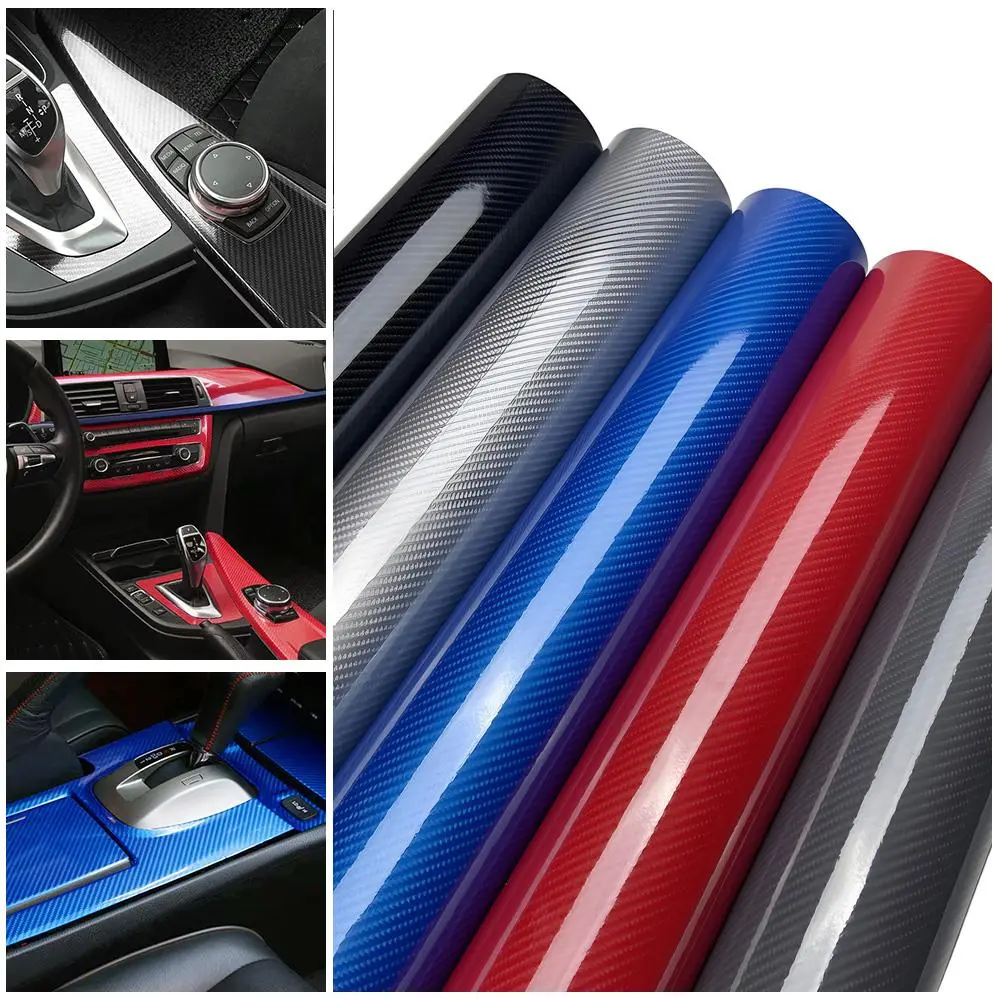 Glossy 6D Carbon Fiber Vinyl Wrap Self-Adhesive Film Motorcycle Bike Sticker Grey Silver Red Black 6D Carbon Car Adhesive Vinyl