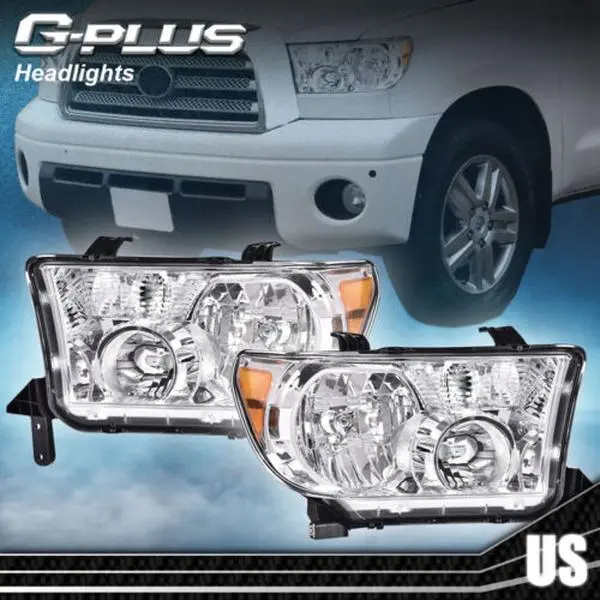 G-PLUS Headlights for 2007-2013 Toyota Tundra & 2008-2017 Sequoia Clear Headlights Assembly Left+Right