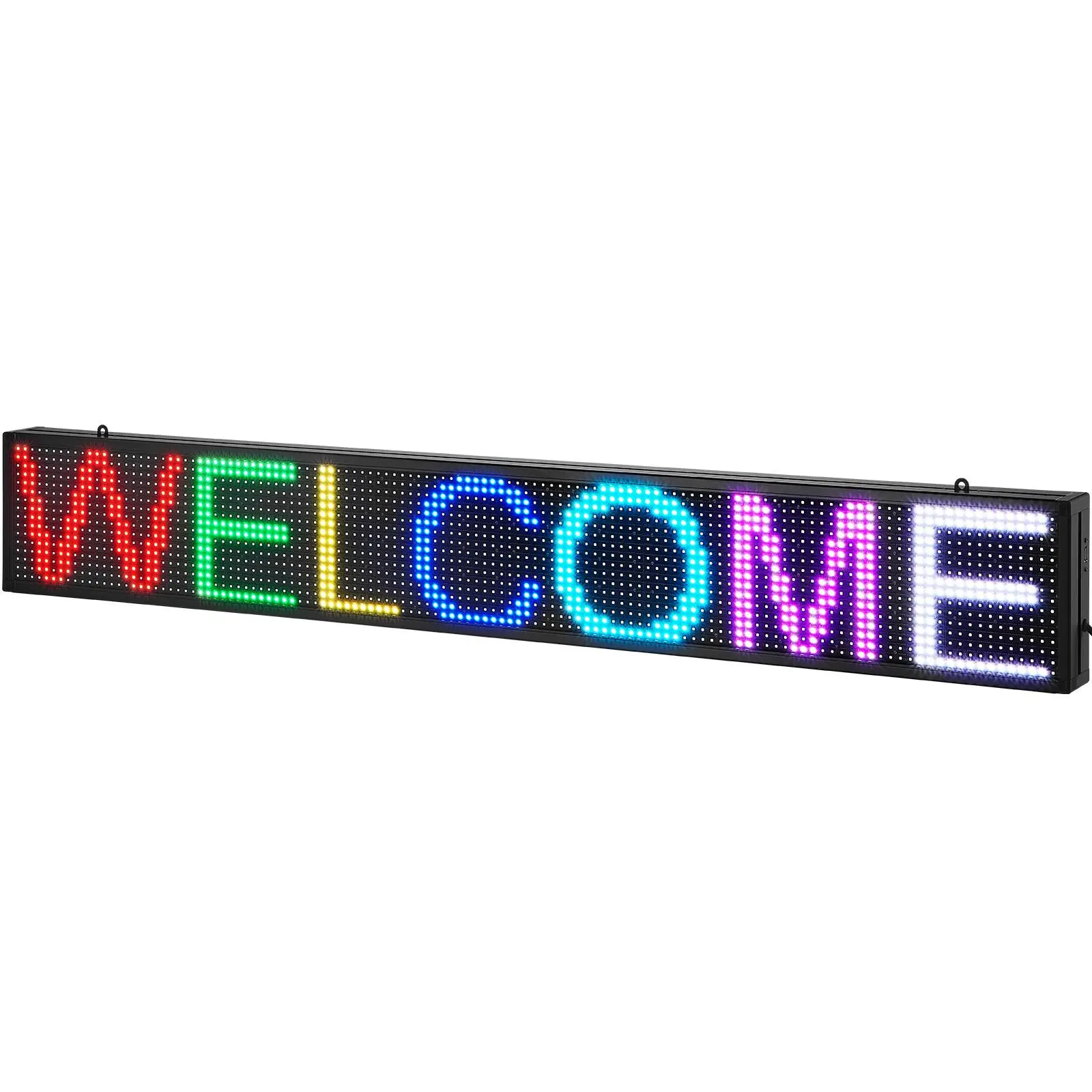 VEVOR LED Message Board, P10 Full Color Scrolling Display, Customizable Text and Animation via WIFI or USB, Ideal for Retail, Parties, and Bars, 52"x8"