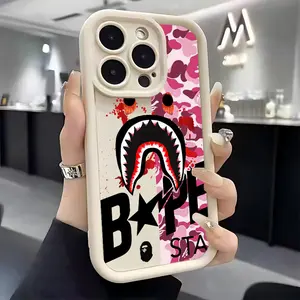 Luxury Fashion shark b-bapes Phone Case Suitable for iPhone 17 16e 16 15 14 13 12 11 Mini Pro Max Air X XR XSMAX 8 7 Plus Anti Fall Soft TPU Back Cover