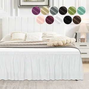 PureFit Ruffled Bed Skirt with Adjustable Elastic Belt - 14, 18, 22 Inch Drop, Solid Color Frame Cover for Queen, King and C-King Size Beds, Elegant Dust Hiding, Storage Solution