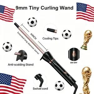 9mm Micro Curling Iron Ultra-Fine Wool Barrel for Perfect Bouncy Curls & Ringlets with Auto Heat Control Home & Salon Essential Tool, Curling Hair Curling Iron, Automatic Curling Iron, Hair Curler