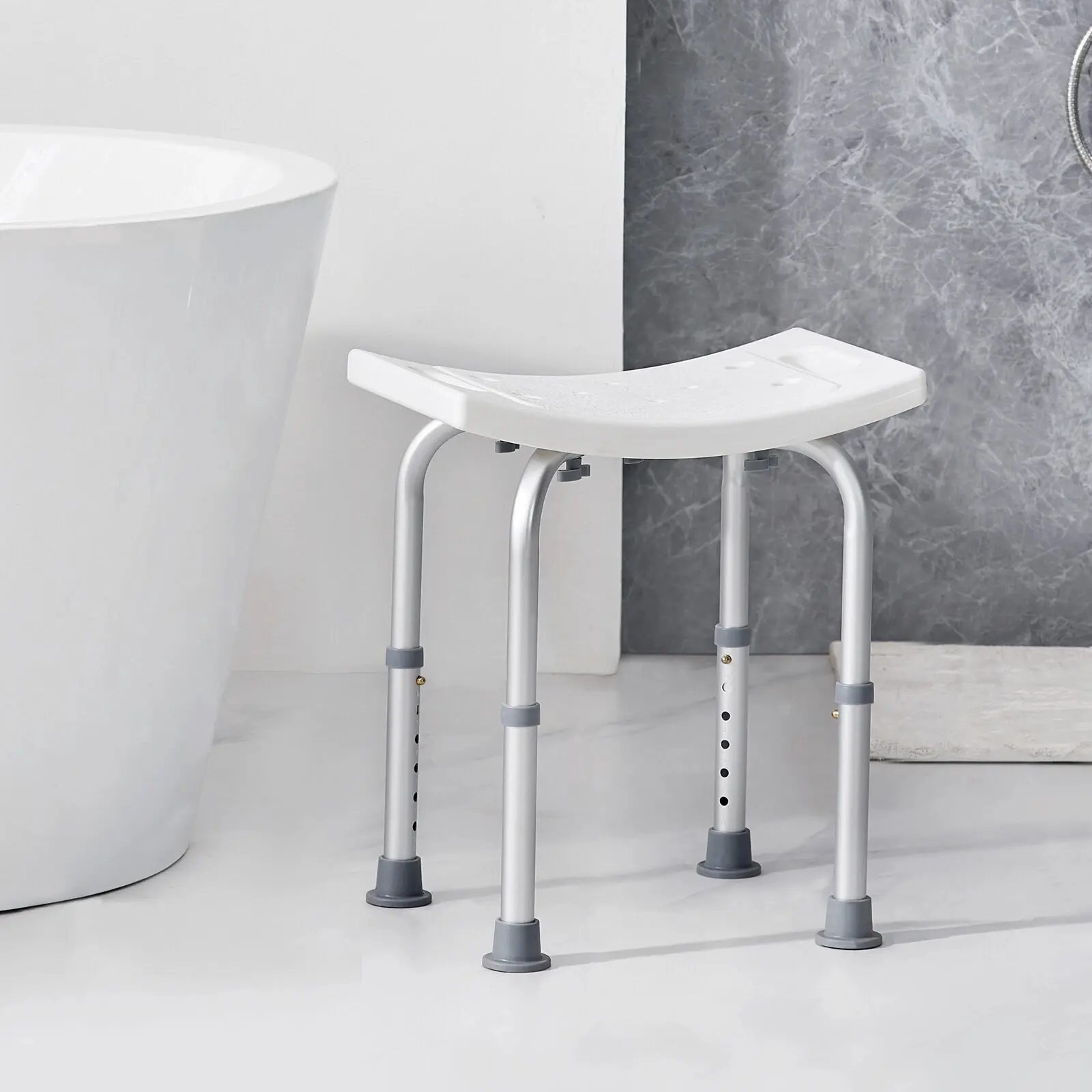 Modern Padded Shower Chair Seat, 350lb Capacity Height-Adjustable Bath Stool, Bathroom Gadget for Comfort, Support and Safety Flexibility