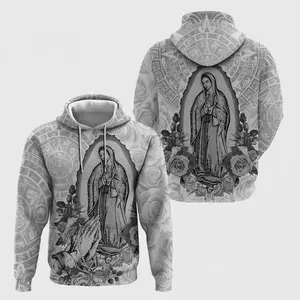Gray Guadalupe Mexico Unisex 3D Hoodie for Men and Women, Virgen Virgencita Hoodie, Classic Streatwear Top, Trendy 3D Hoodie, Print 3D Hoodie, Cool Unisex Fashion Top