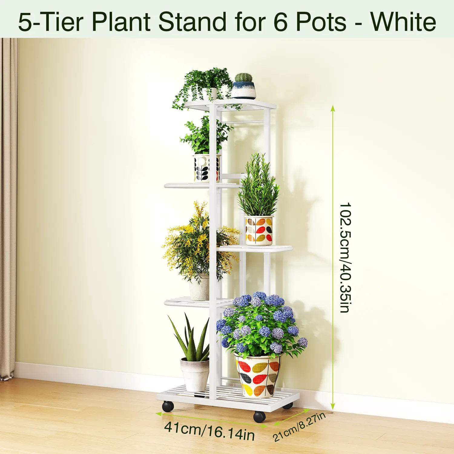 White 5-Tier Stand with Wheels