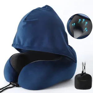 Travel Pillow with Extra Large Hood for Airplane Long Flights Privacy and Comfort Memory Foam with Velvet Cover for Road Trip Head&Neck Support for Plane Office Cars Sleeping & Rest