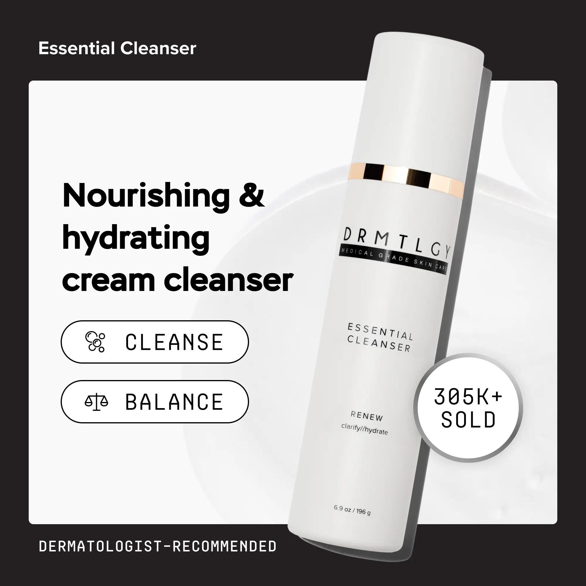 DRMTLGY Essential Cleanser 6.9oz with 11 Essential  Extracts