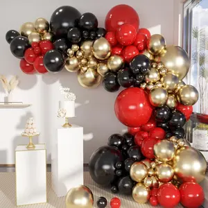 149pcs/set Red Black and Gold Party Balloons, 5/10/18Inch Red and Black Gold Latex Balloons Casino Theme Party Decoration for Graduation New Year Movies Night Festival Birthday Christmas Wedding Anniversary Baby Shower Party Decorations