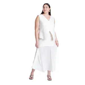 ELOQUII Women's Plus Size Mixed Media Skirt