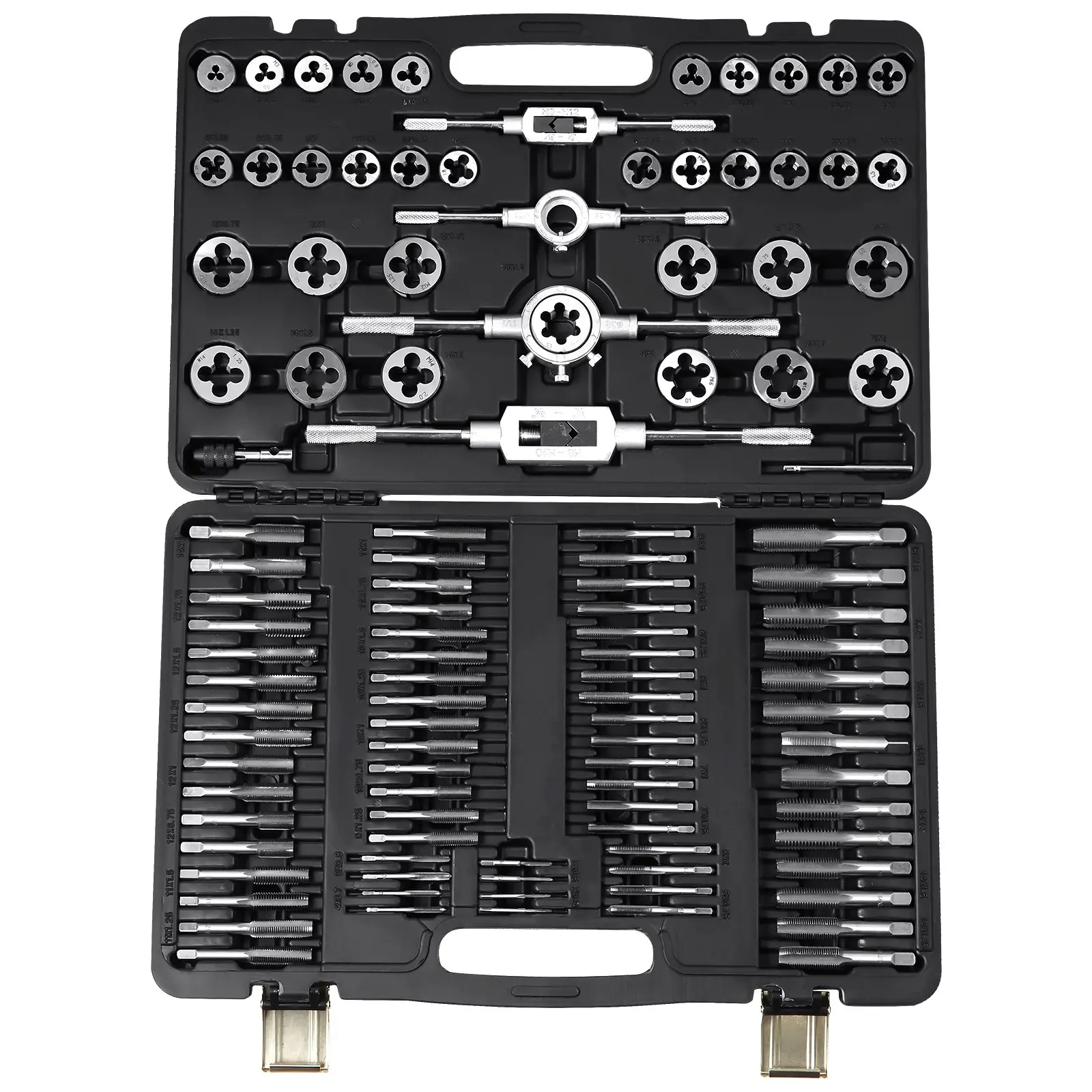 【Summerfinds】VEVOR Tap and Die Set 110-Piece/ I40-Piece nclude Metric Size M2 to M18Bearing Steel Taps and DiesEssential Threading Tool for Cutting External Internal Threadswith Complete Accessories and Storage CaseTool Kit SetHand, Hand Tools, Work To