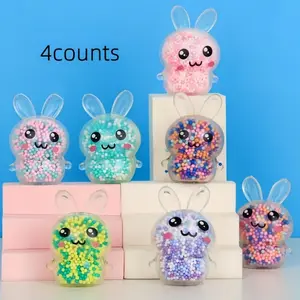 4 Piece Easter Bunny Stress Relief Balls, Colorful Sensory Toys, Perfect for Girls, Easter Party, Holiday Gifts