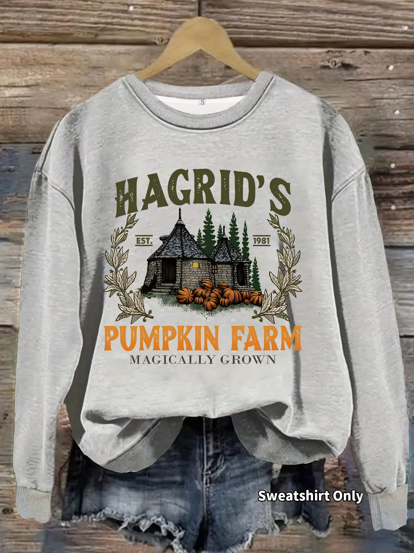 Women's Casual Baggy Hagrid's Pumpkin Patch Sweatshirt, Soft Long Sleeve Round Neck Pullover, Comfortable Daily Wear, Casual Fashion Sweatshirt