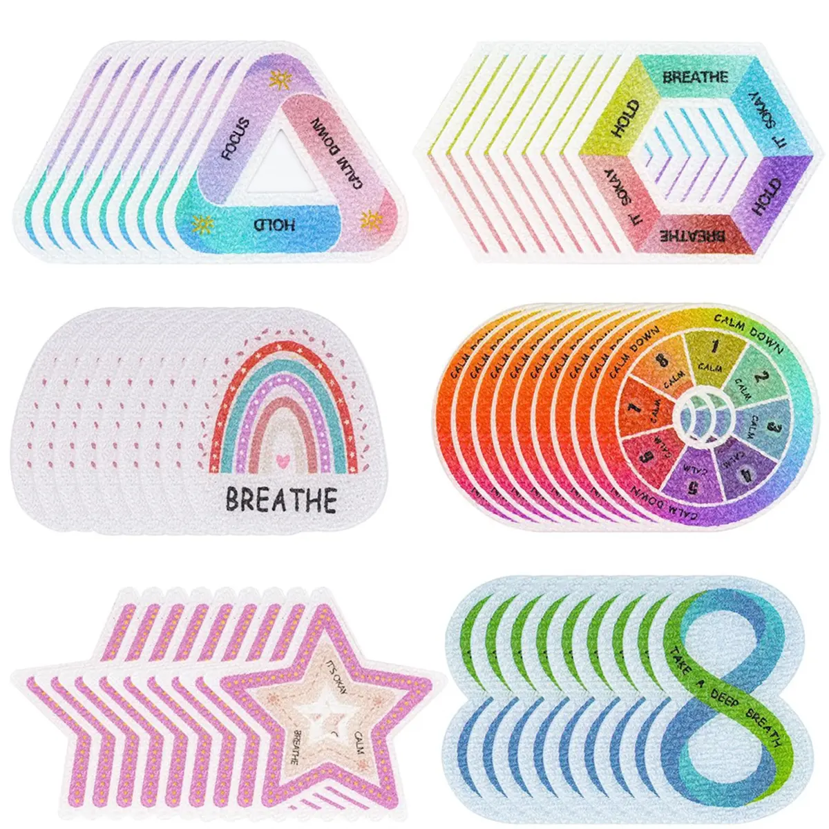 60-Pcs Durable Calm Strips - Anxiety Sensory Devices, Breath Strips for Mood Calming Stress Relief