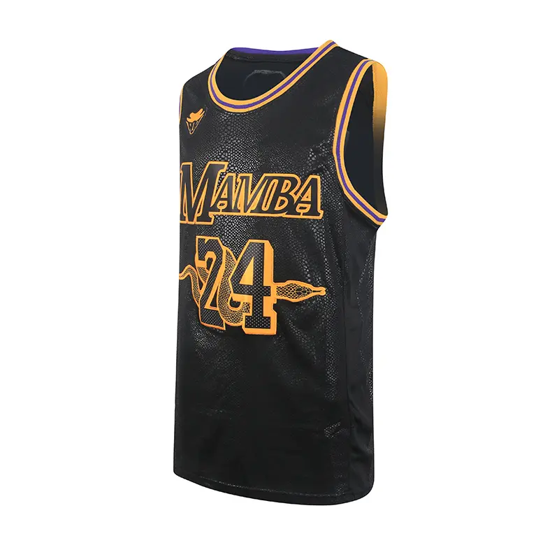 Men's basketball jersey legend Black Mamba 24 BRYANT Sewing embroidery snake patterned fabric Cheap High Quality Outdoor sports jerseys Lightweight, breathable, sweat absorbing 2025 yellow Five Champions, Lightweight Jersey, Snake Pattern Fabric,summervib