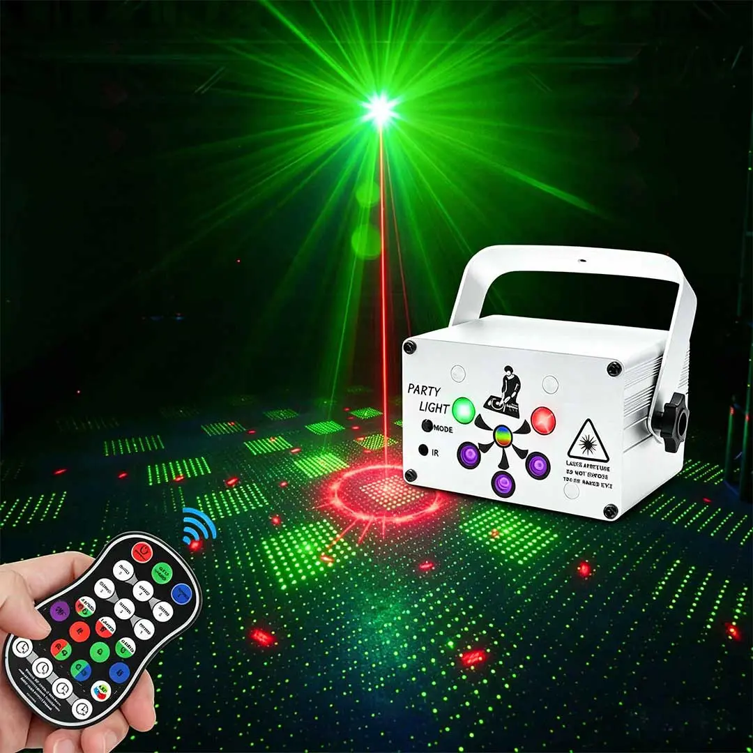 DJ Party Light Laser Projector Light Disco Lights-Red and Green Pattern Lamp Strobe Lights for Home Room Dance Parties Birthday Karaoke Halloween Christmas Wedding Show Club Decorations party light disco lights for parties outside