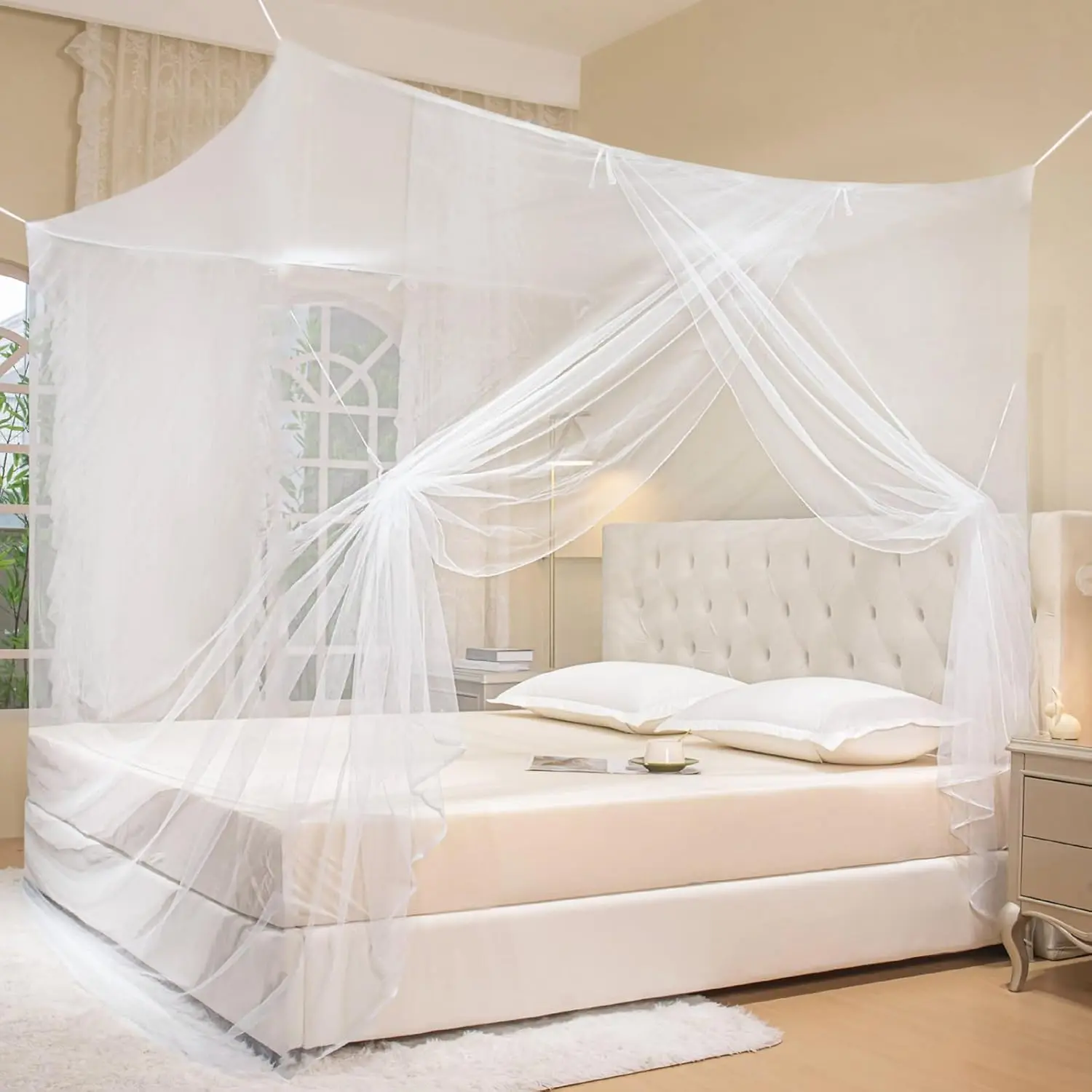 Mosquito Net for Bed Mosquiteros Cameros para Cuba  Side Opening White Bed Canopy Netting for Bedroom Camping Outdoor Travel (L75 X W59 X H75 Inch)