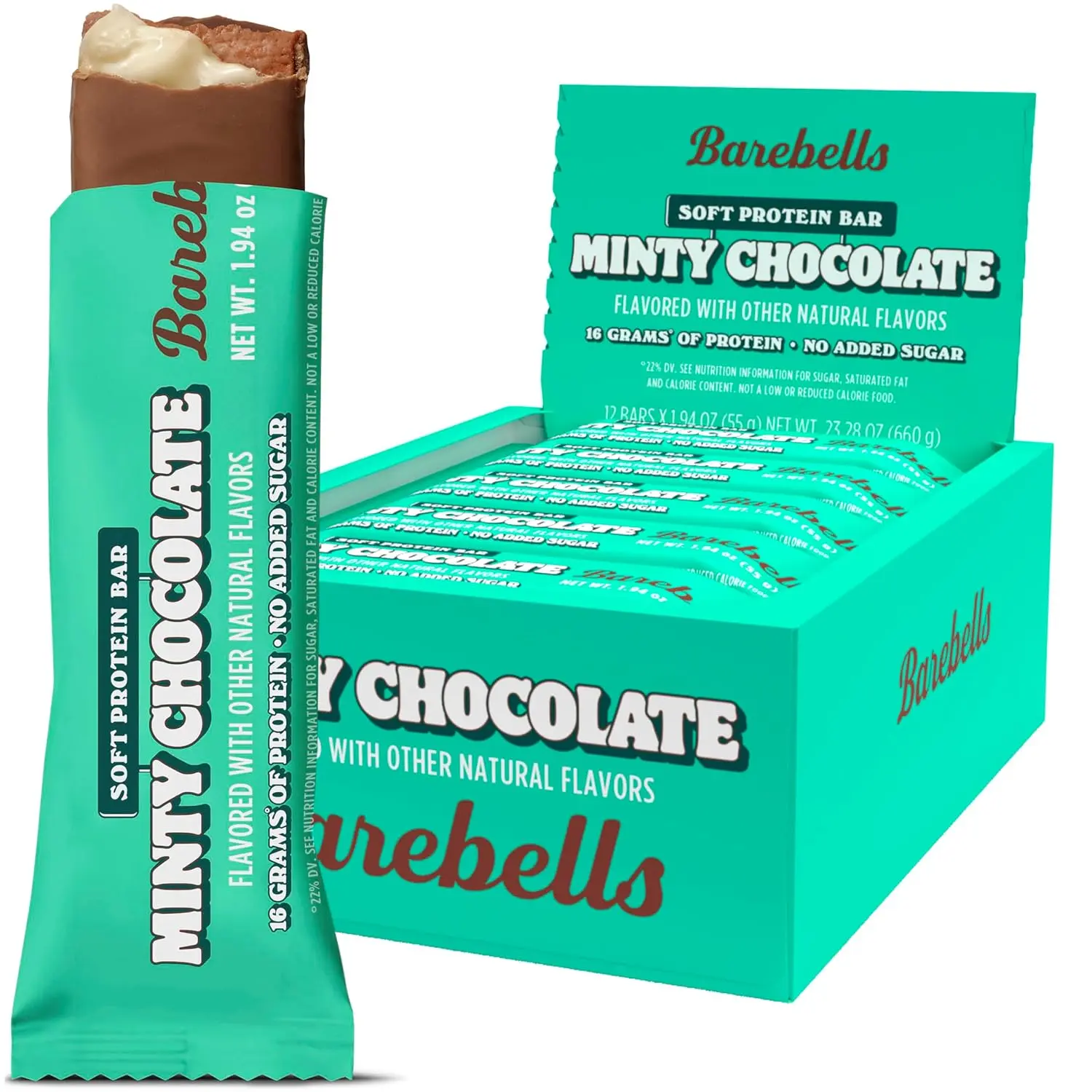 Barebells Soft Protein Bar - Minty Chocolate - 16g Protein (12 Count)