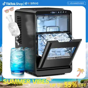 Kismile Crescent-Shaped Ice Maker Countertop, Self-Cleaning Portable Ice Machine with LED Display, Fast Ice Making for Seafood/Home/Office/Bar