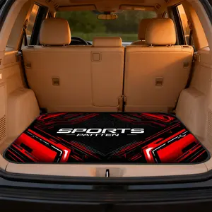 1pc, Car Trunk Cargo Mat Red Geometric Lines design, universal boot liner for SUV, sedan, perfect for sports gear, groceries, business trips, and car accessories, Car Interior Accessory, Auto Cargo Floor Mat, Automotive floor mats