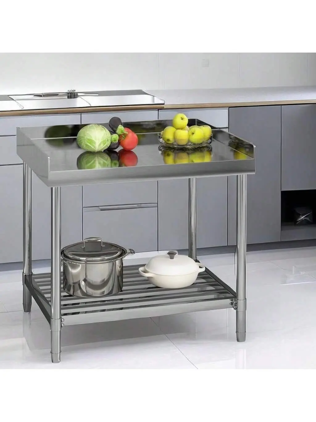 【Christmas Gift】30 X 36 Inches Stainless Steel Work Table With Backsplash For Prep & Work, Folding NSF Heavy Duty Commercial Food Prep Worktable With Adjustable Undershelf For Kitchen Prep Work Organiser Racks Rock