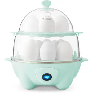 New Deal - Deluxe Rapid Egg Cooker for Hard Boiled,Poached,Scrambled Eggs,Omelets,Steamed Vegetables,Dumplings & More,12 capacity,with Auto Shut Off Feature-Aqua