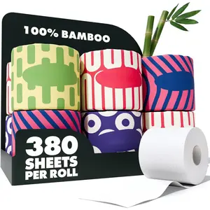 Bamboo Toilet Paper, Three Layers and 380 Sheets, Soft and Strong Organic Bath Towel Paper, Chemical-Free, Hypoallergenic, Septic Safe, PFAS-Free, Tree-Free Bathroom Tissue (12 Extra Large Rolls)