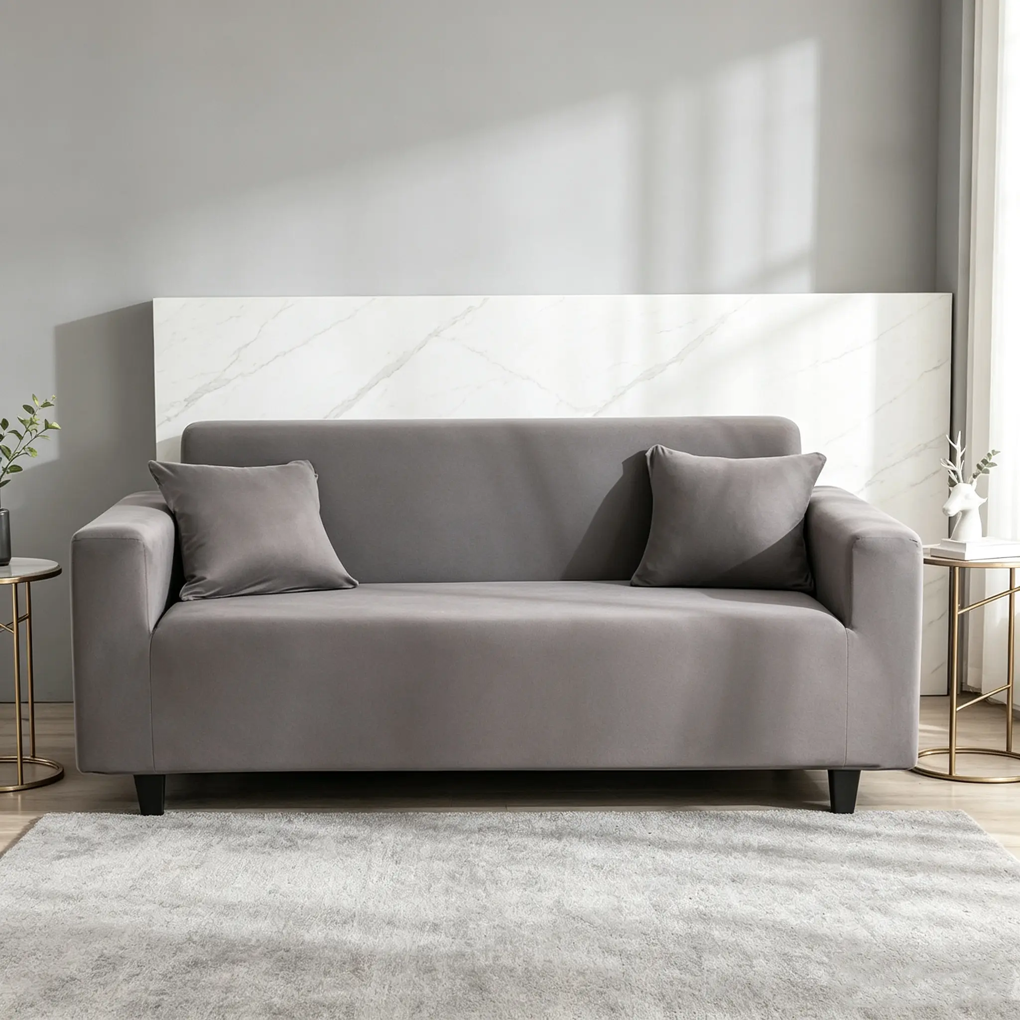 Solid Color Flexible Elastic Sofa Slipcover, Stretch Soft Fabric Sofa Cover, Anti-dust Sofa Guard for Daily Home Office Use