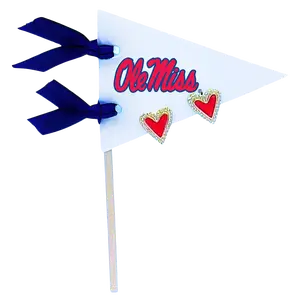 E205 OM - I Love Ole Miss Heart Studs on Pennant Flag