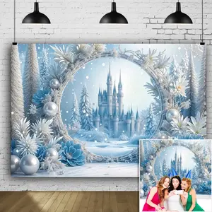 Frozen Theme Birthday Backdrop, Shimmer Wall Backdrop, Fashion Square Banner Wall Decor, Party Decoration Supplies, Valentine's Day and Birthday Celebration, Movie Hanging Decoration