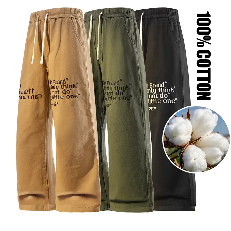 Stylish letter embroidery unisex loose-fit 100% cotton sweatpants straight-leg comfortable casual barrel minimalist outfit sweatpants