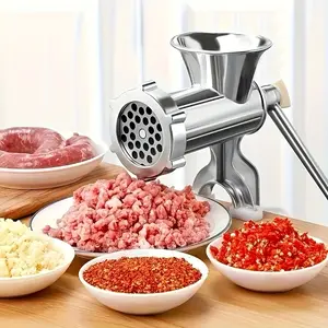 Multifunctional manual meat grinder, made of durable stainless steel material. It is suitable for mincing meat, processing vegetables and spices, and meets the practical needs of home cooking.