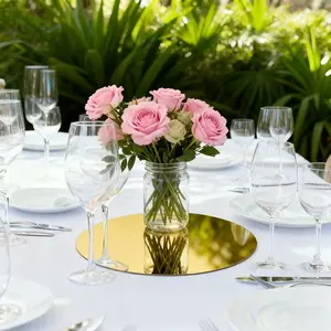 10 piece acrylic circular mirror candle tray set, circular mirror base, suitable for desktop center decoration, diameter of 15 centimeters, non glass mirror decoration, suitable for home wedding desktop decoration, Home Accessories