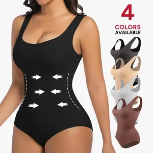 Women's  Square Neck Crew Neck Tummy Control Shapewear Bodysuit Waist Trainer Vest Body Shaper Tank Top, Sleeveless Camisole Womenswear, Body Shapewear, Casual Comfy Going Out Tank Tops